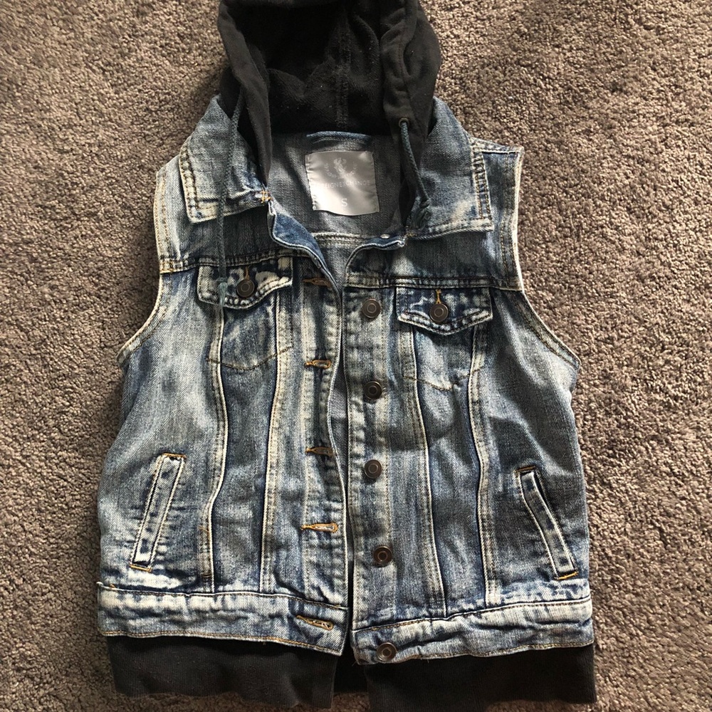 Foreign Exchange Denim Vest with Hood S